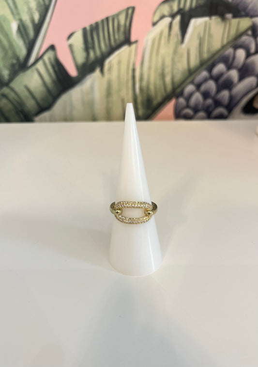 CZ diamond oval ring