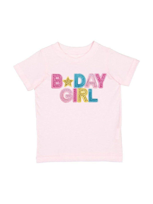 Birthday Girl Rhinestone Patch Short Sleeve T-Shirt - Kids
