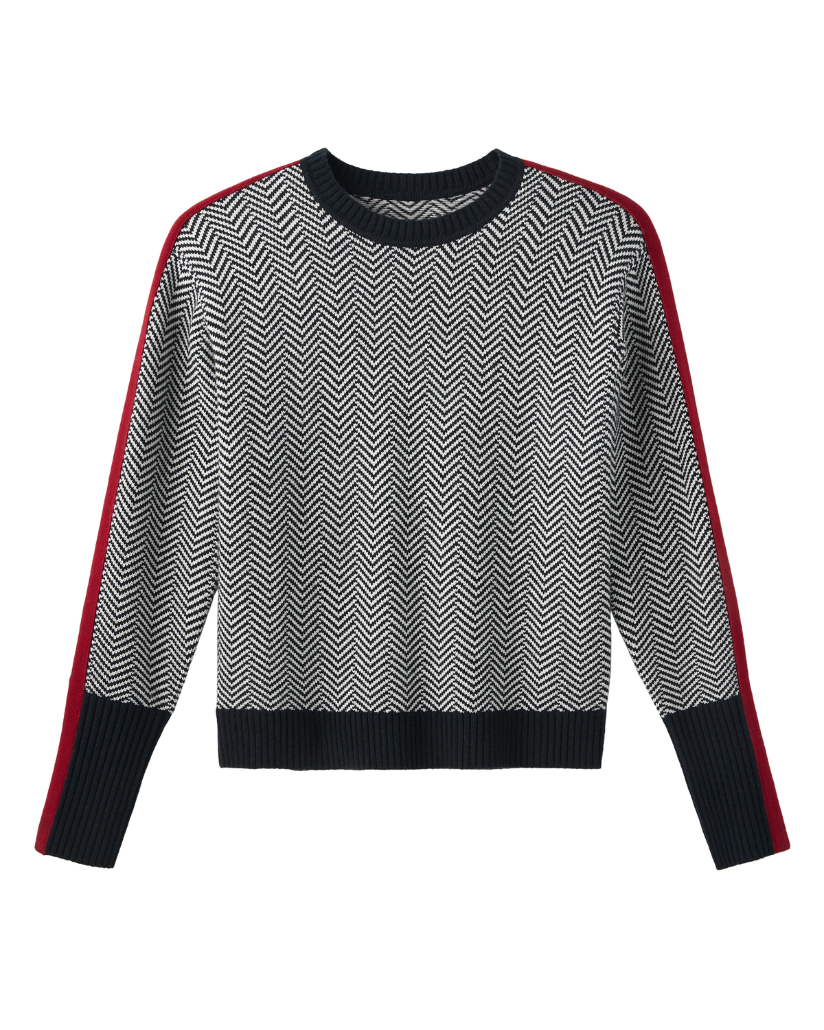 Uptown Herringbone Sweater - Pure Black