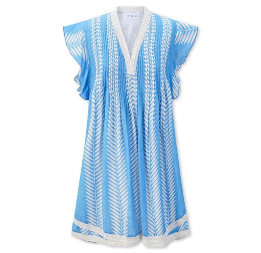 Eden Dress - Cornflower Leaf