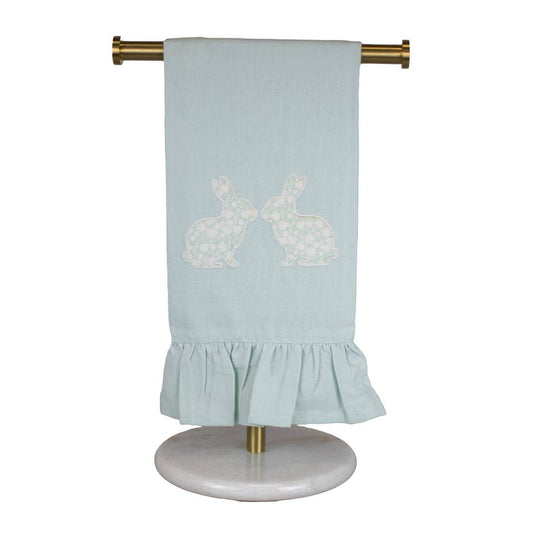 Aubrey Bunny Ruffle Hand Towel   Mist/White   20x28