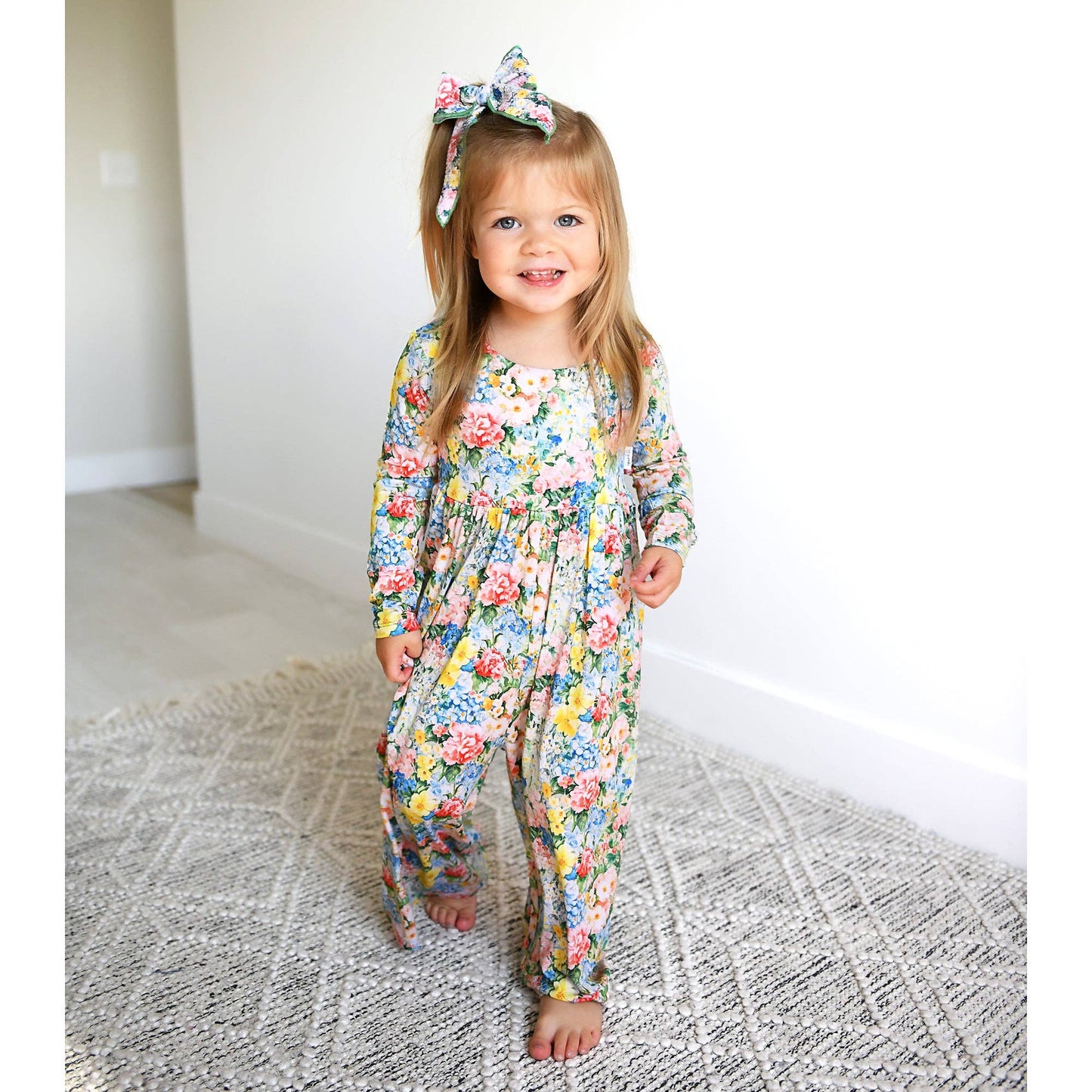 Joanna WIDE LEG ROMPER Bamboo Floral Kids Clothing Outfit