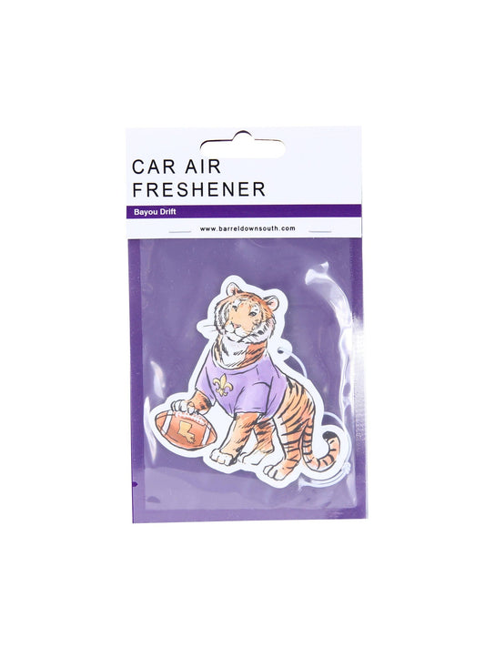 Gold and Purple Tiger LA State Shape Air Freshener- Bayou Drift Fragrance