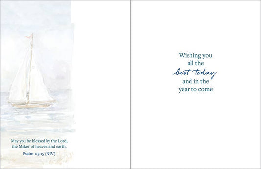 With Scripture Birthday Greeting Card - Sailboats and Gulls