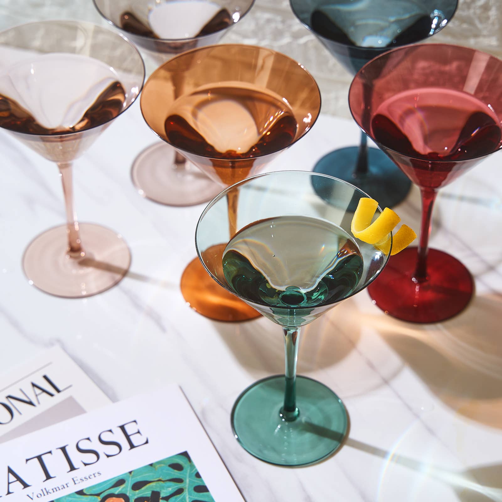 Colored Martini & Cocktail Crystal Glasses - Thumbnail 4