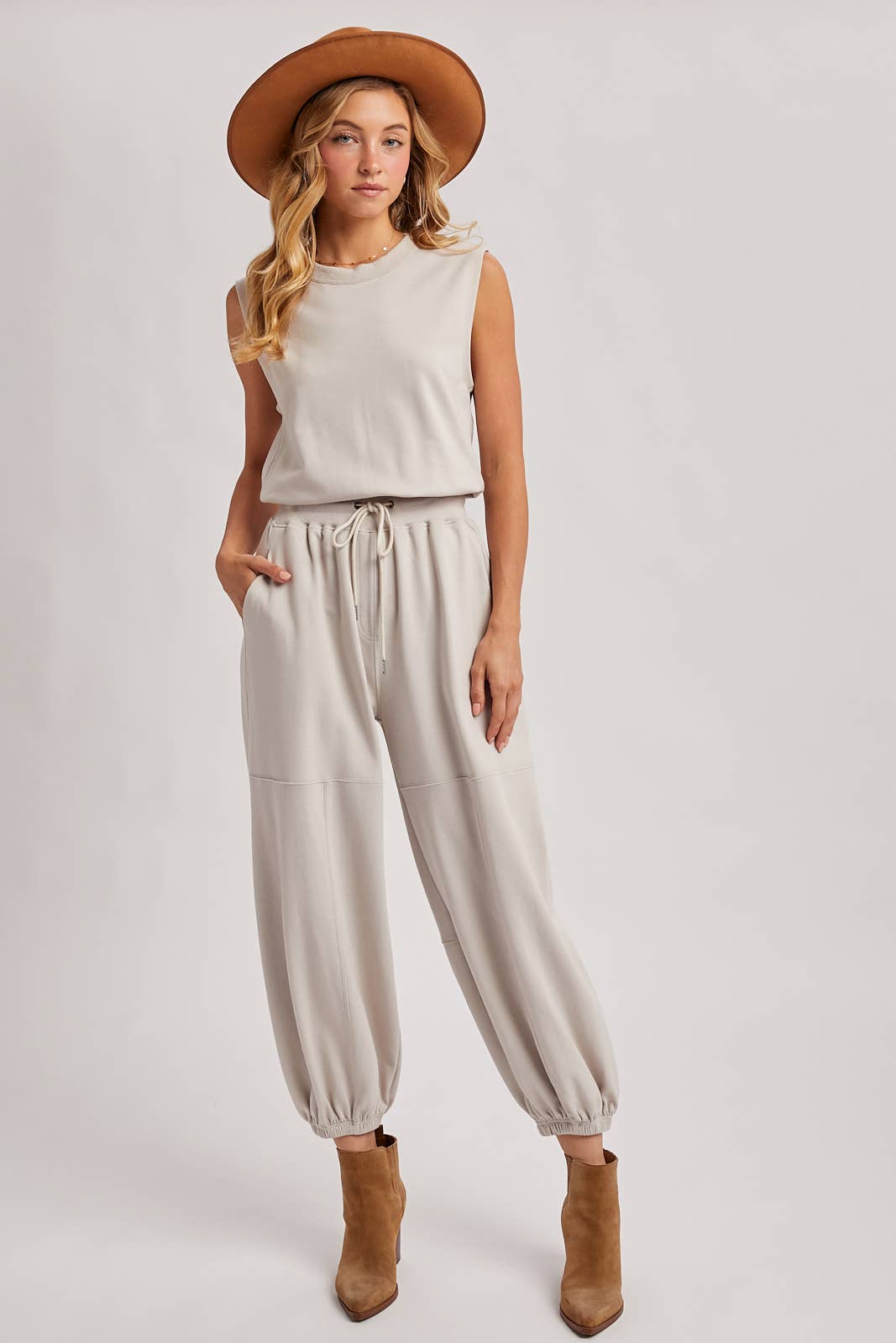 Sleeveless Ecru Jumpsuit