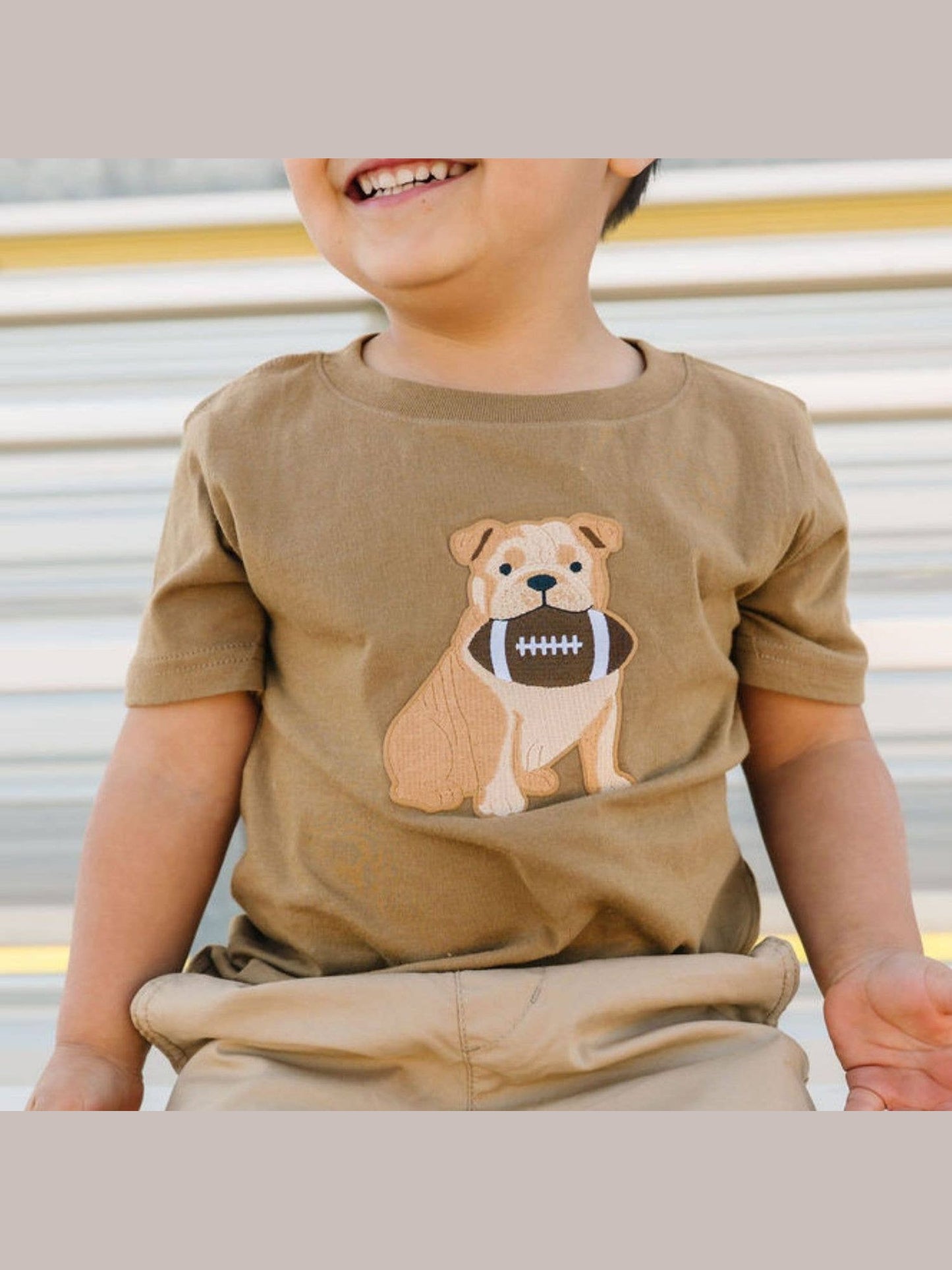 Bulldog Football Patch Short Sleeve T-Shirt - Boys Clothing