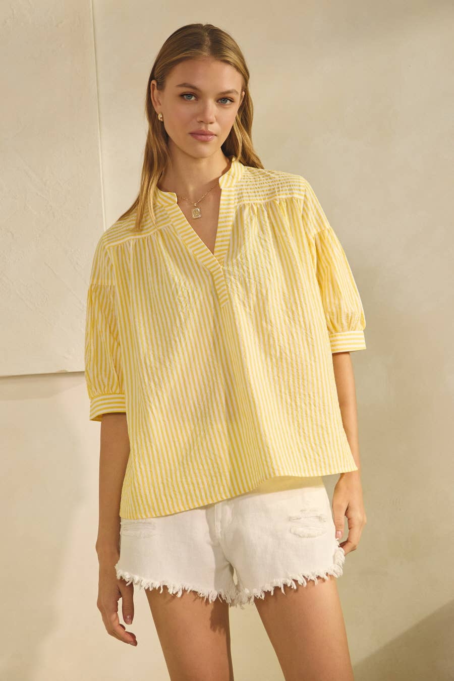 Butter Yellow Striped Blouse