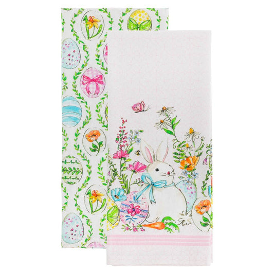 Easter Bunny Cotton Tea Towels Set of 2 Rosanne Beck