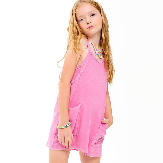 Mineral Washed Dress with Built-in Romper Lining