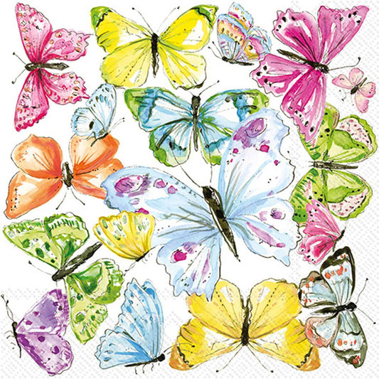 Paper Cocktail Napkins Multi Color Butterflies Rosanne Beck