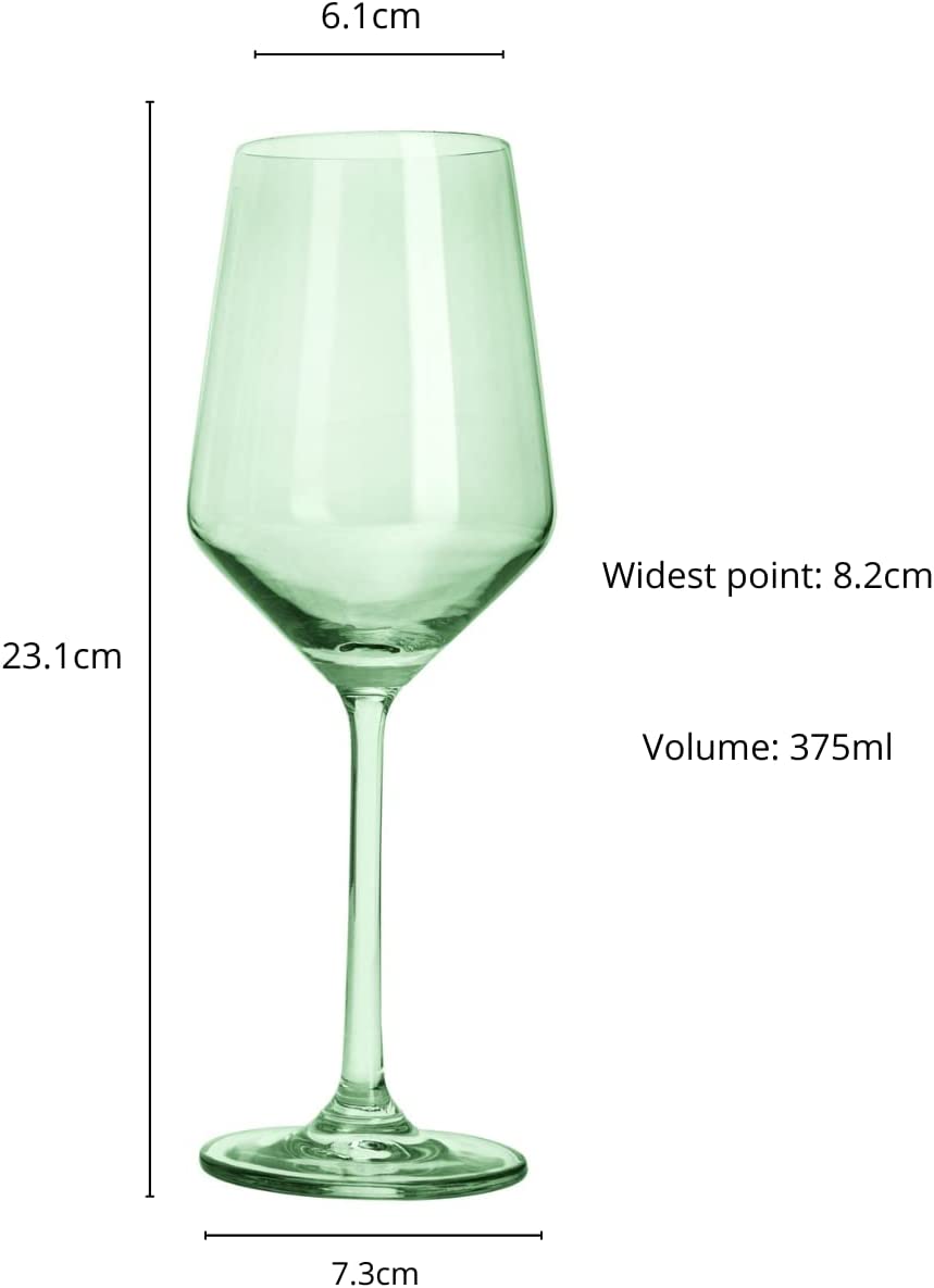 Mint Green Colored Wine Glass - 12 oz Hand Blown