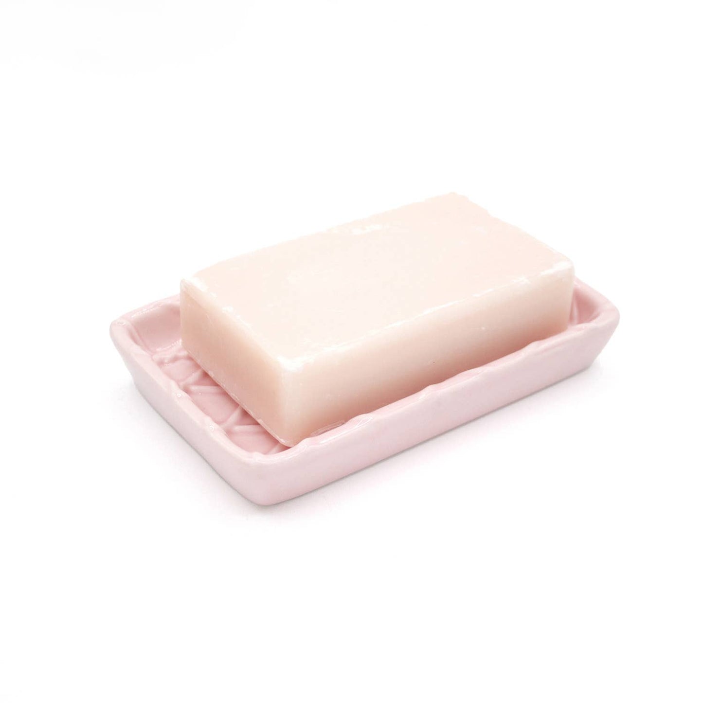 Pink Textured Ceramic Bar Soap Dish