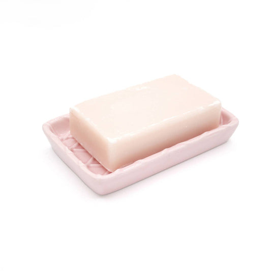 Pink Textured Ceramic Bar Soap Dish