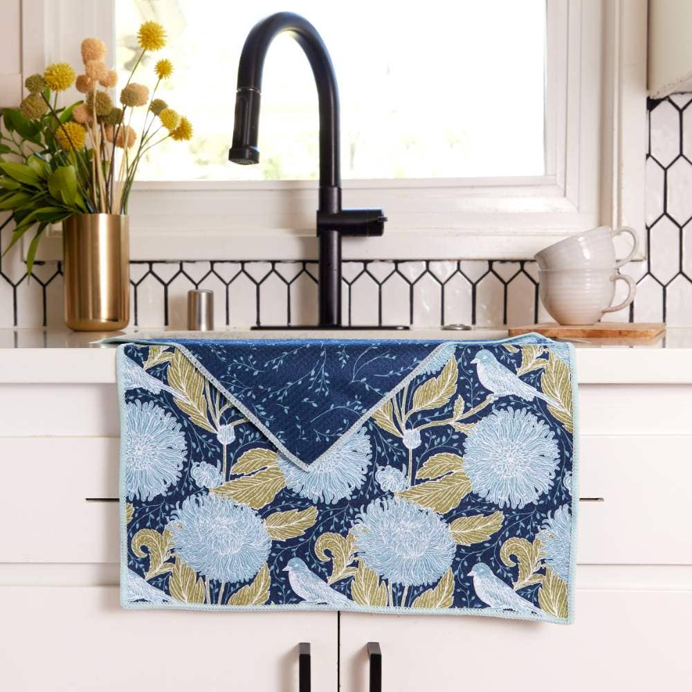 Chrysanthemum Bird Eco Kitchen Tea Towel