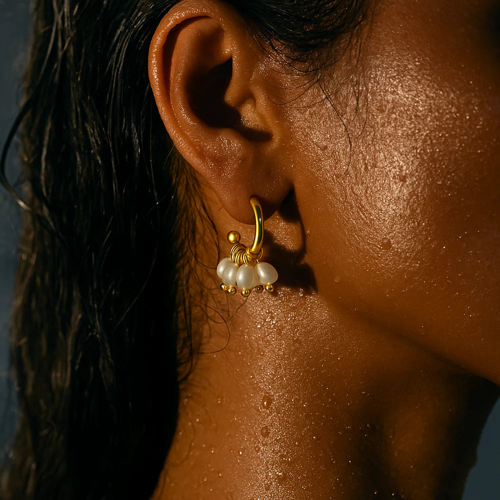 Chara Mini Hoop Pearl Earring