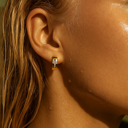 Denali Cross Huggie Hoop Earring