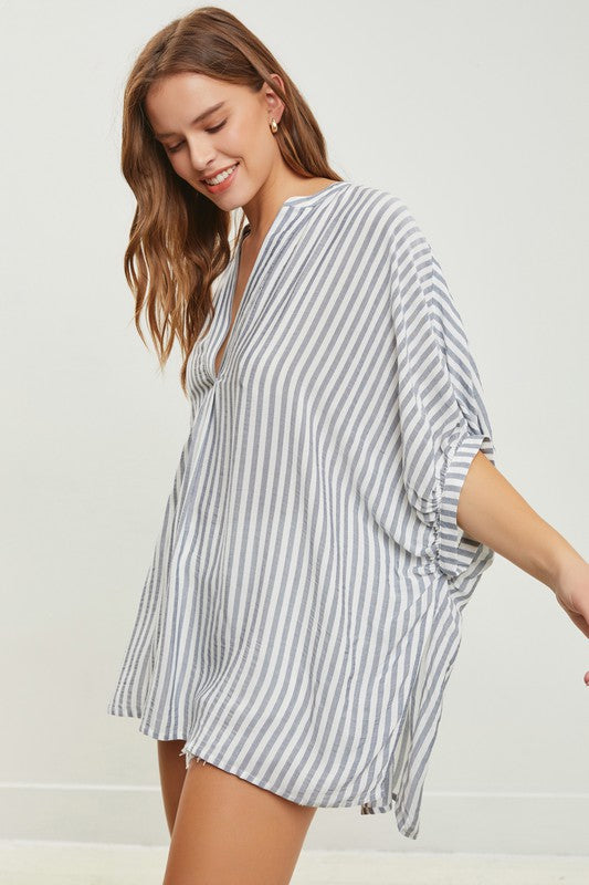 Stripe Oversized Shirt Top