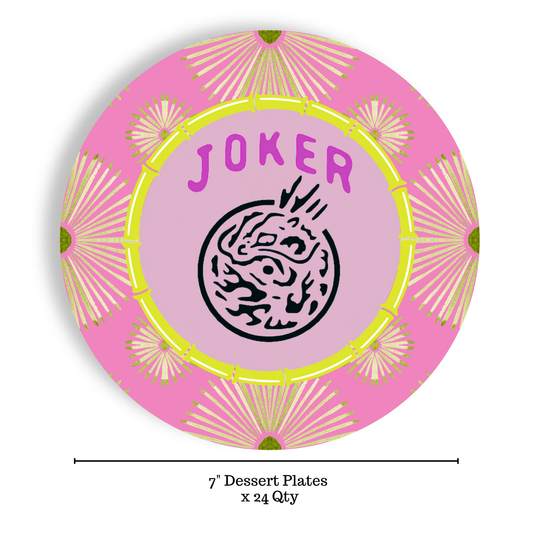 Mahjong Psych Joker 24ct 7" Dessert Paper Plates