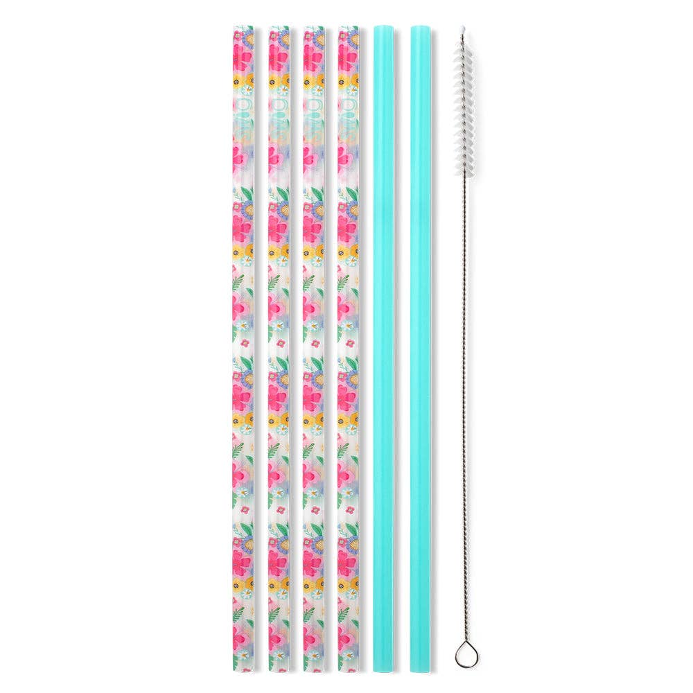 Island Bloom + Mint Reusable Straw Set