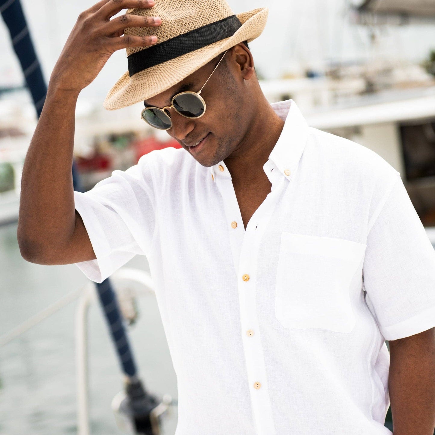 The Casa Blanca - Short Sleeve White Linen Shirt