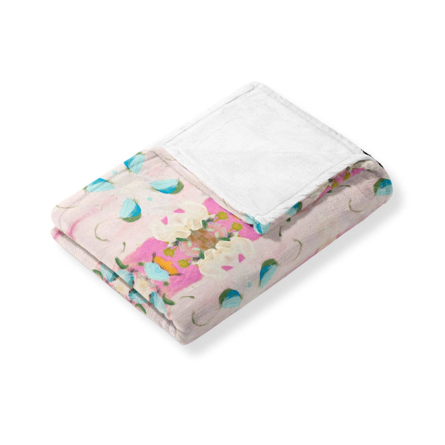 Monet's Garden Pink Fleece Blanket - Thumbnail 2