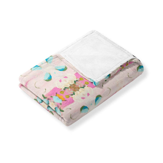 Monet's Garden Pink Fleece Blanket