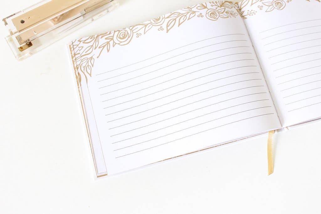 Guest Book - Gold Floral