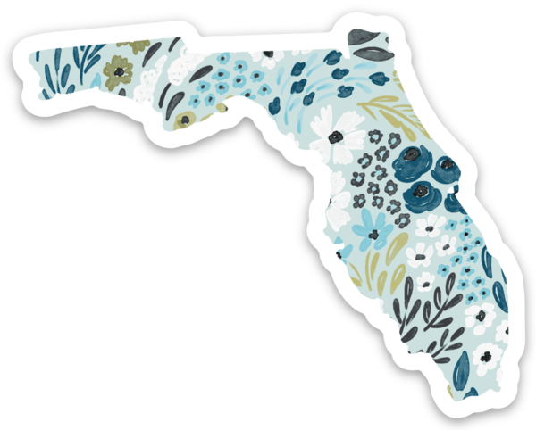 Florida Floral State Sticker 3x3in.