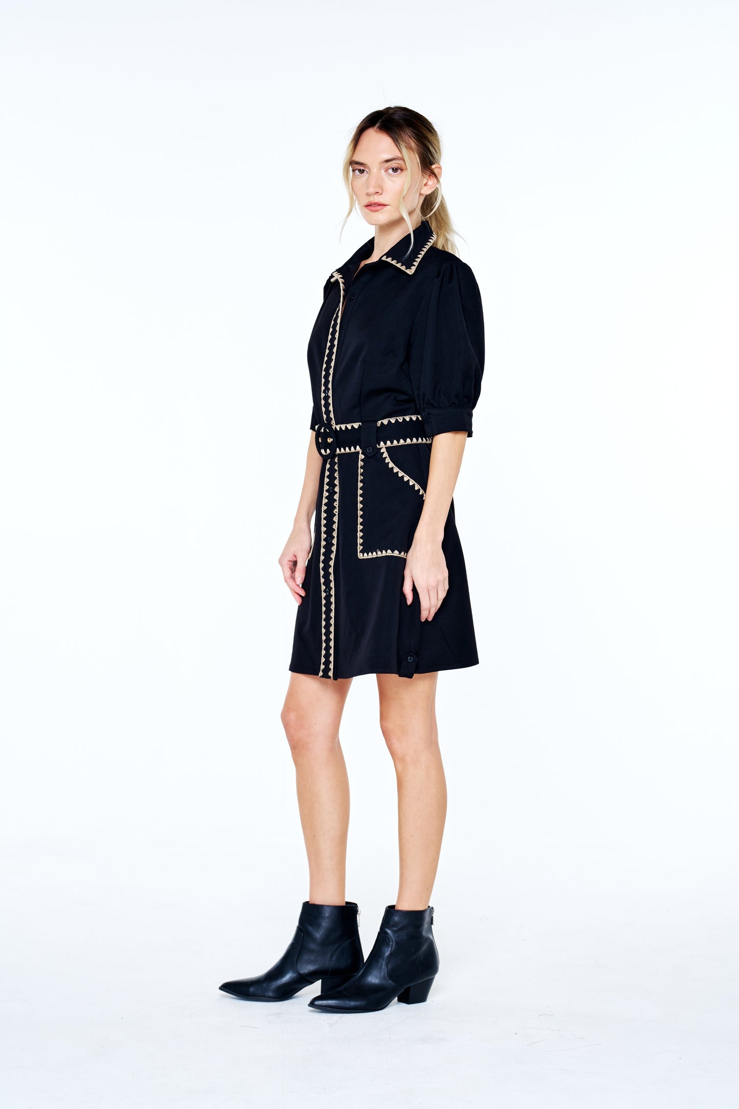 Gelso Embroidered Mini Shirt Dress
