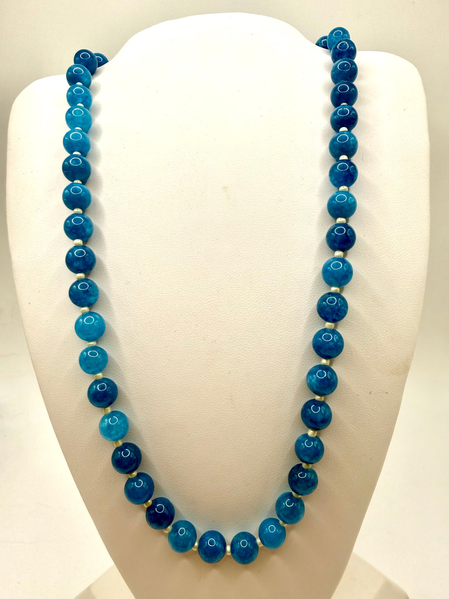 Glass Beaded Blue Necklace