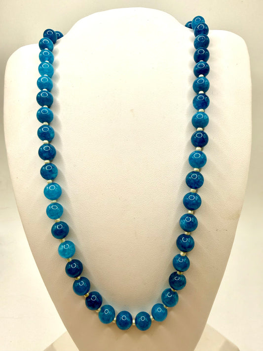 Glass Beaded Blue Necklace