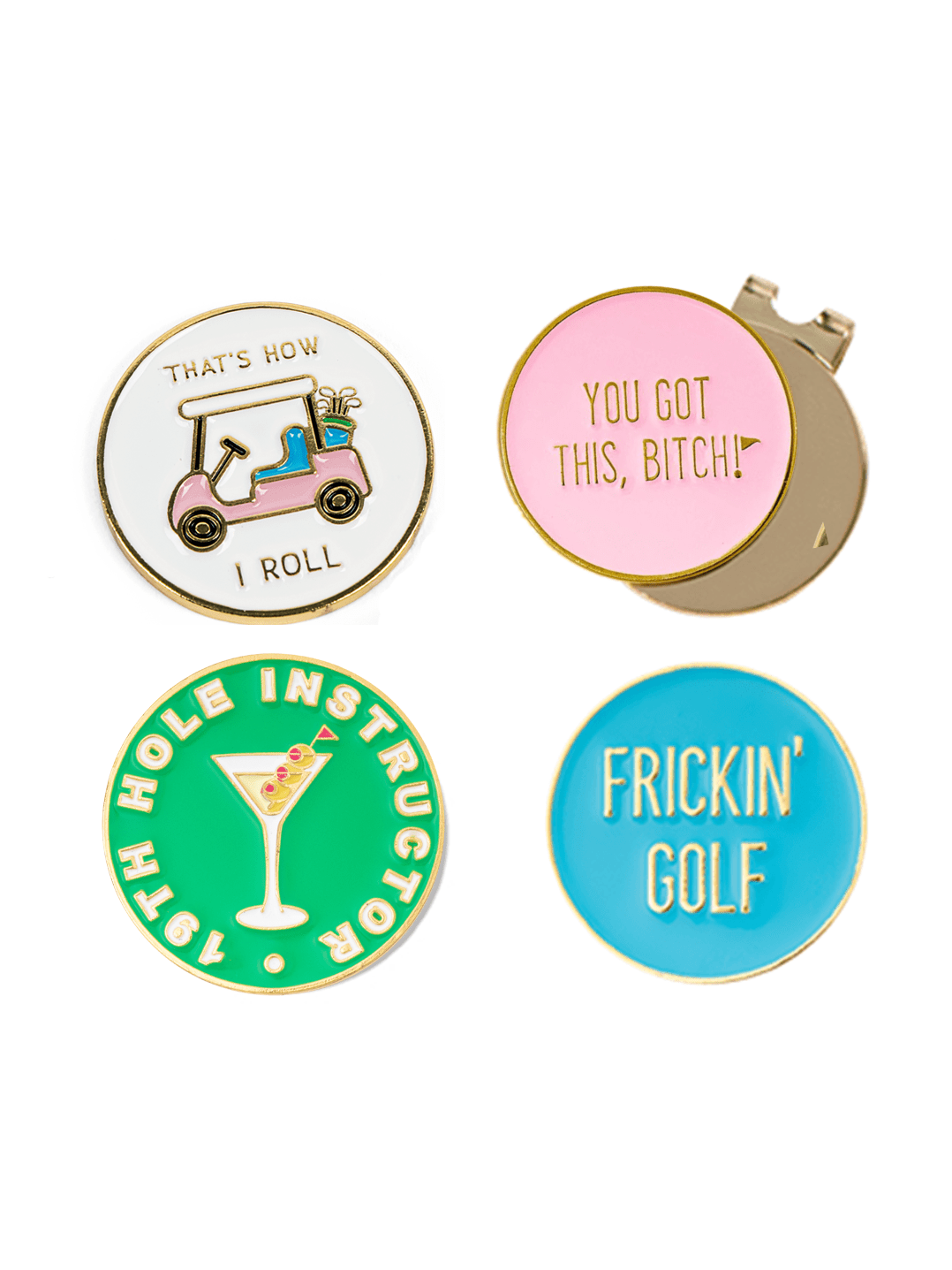 Sassy Women's Golf Ball Marker Collection (set of 4) with Hat Clip