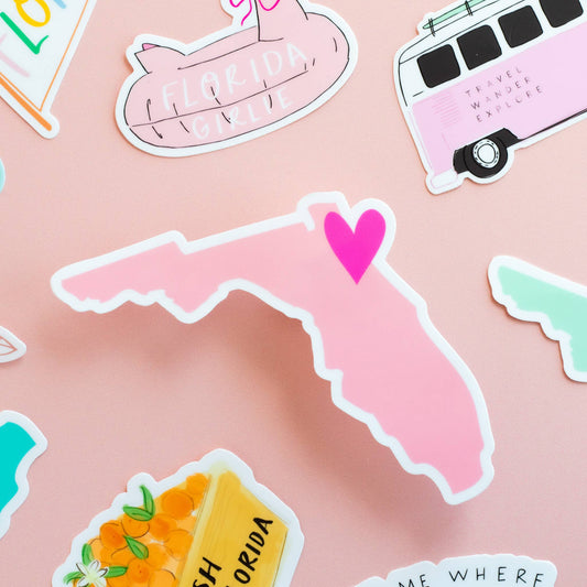 Pink Florida Heart Sticker