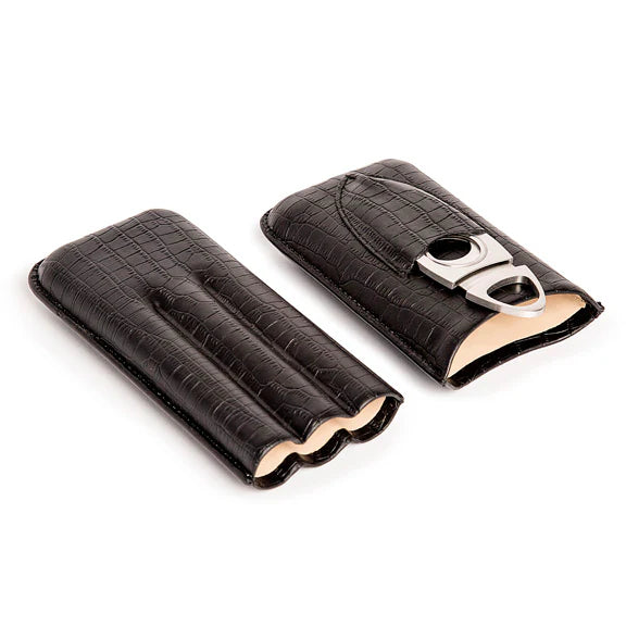 Black Croc Triple Cigar Holder