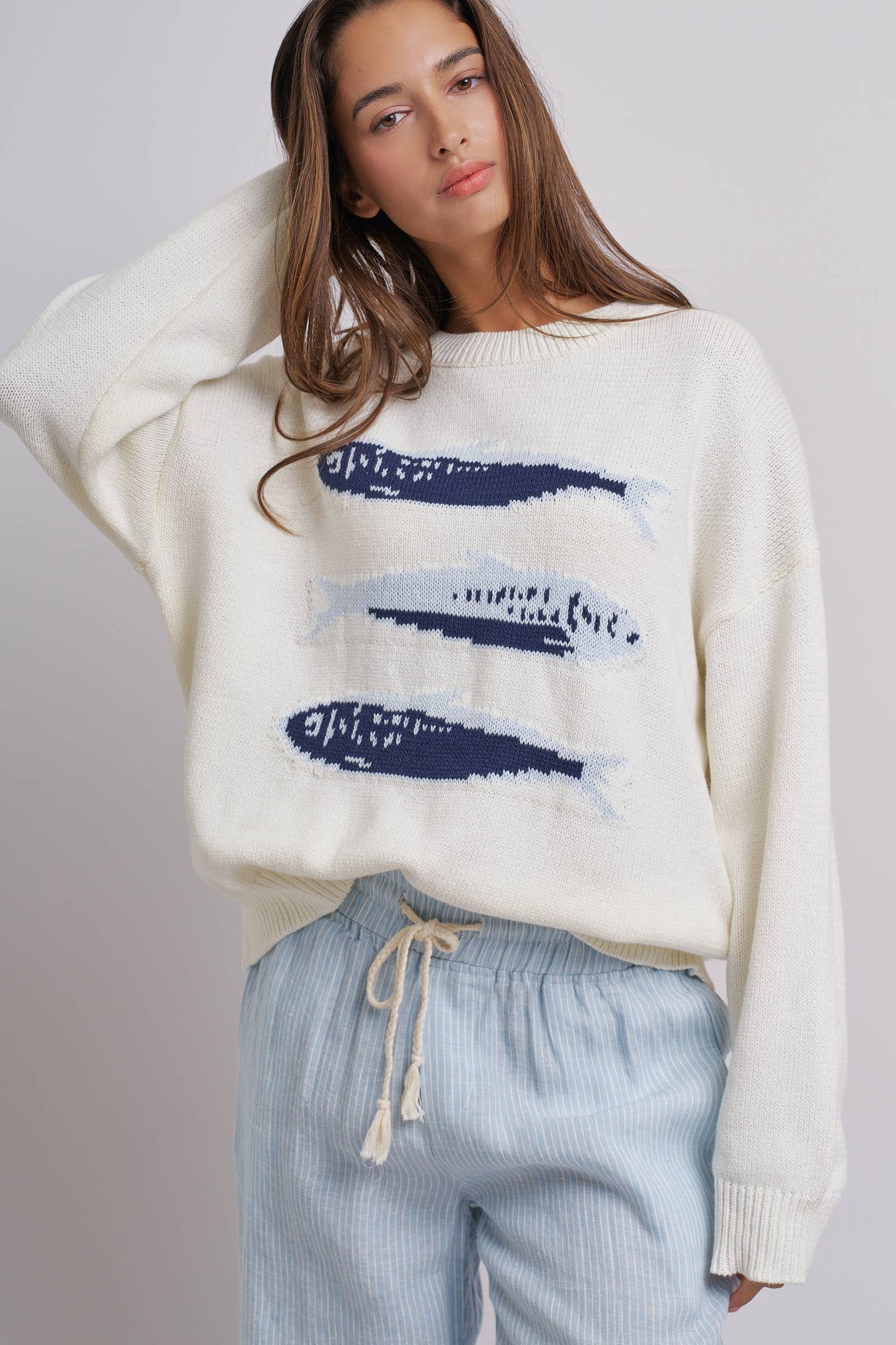 Seaside Sardine Oversized Summer Knit Sweater