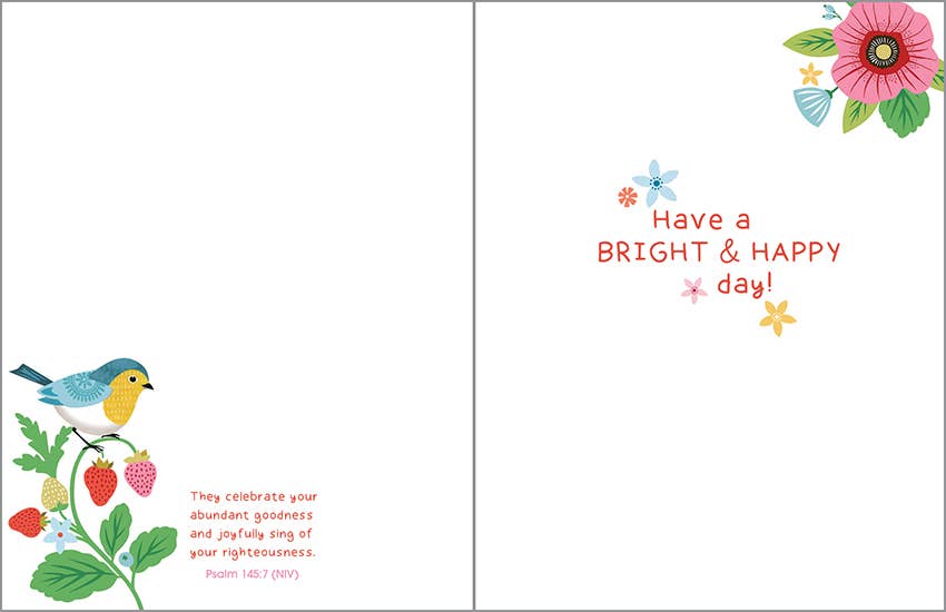With Scripture Birthday Greeting Card - Bird & Strawberries