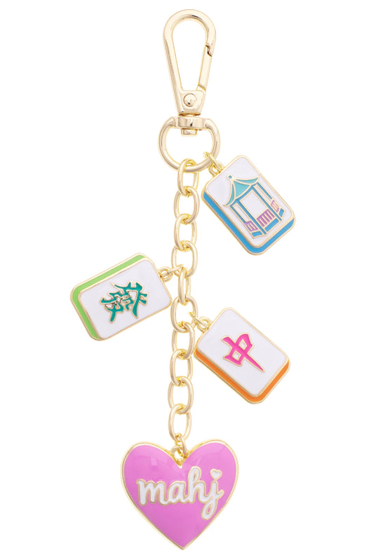 Oh My Mahj Heart Cluster Bag Charm in Pastel Multi