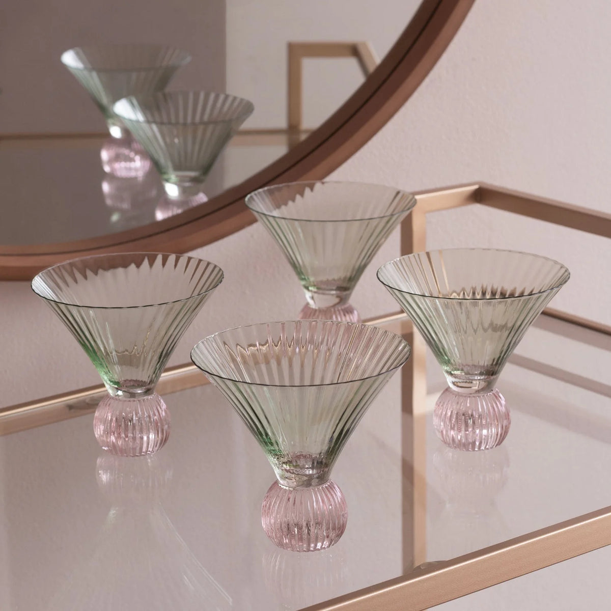 Venice Martini Glasses Set of 4 - Pink / Green