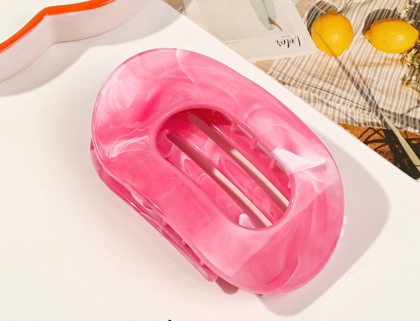 Women's Colorful Flat Round Flower Bow Hair Claw Clip