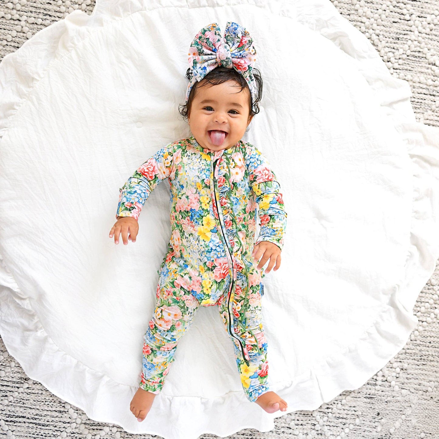 Joanna RUFFLE ZIP Bamboo One Piece Floral Baby Clothing
