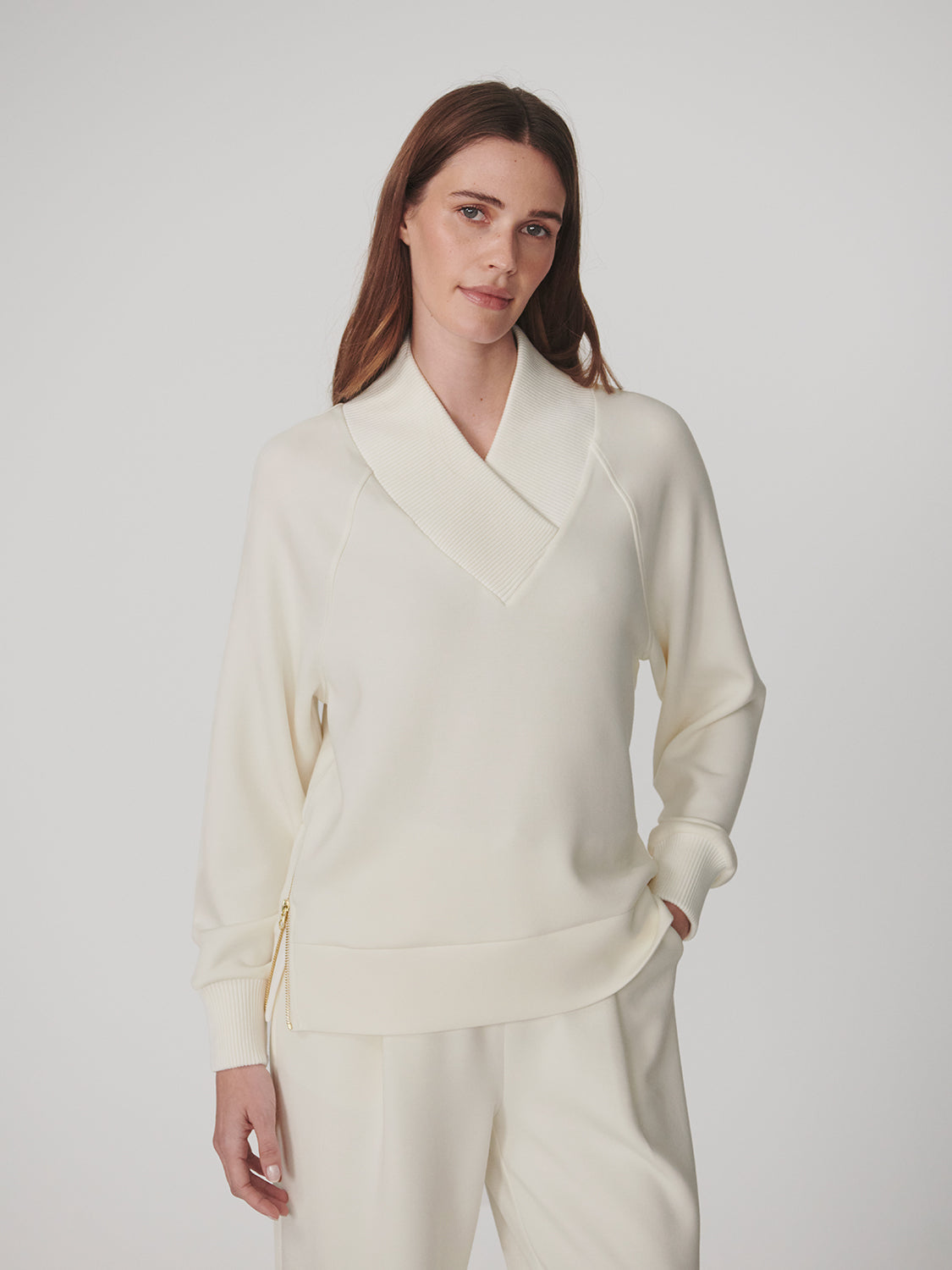Macie Zip Hem Sweater - Pristine