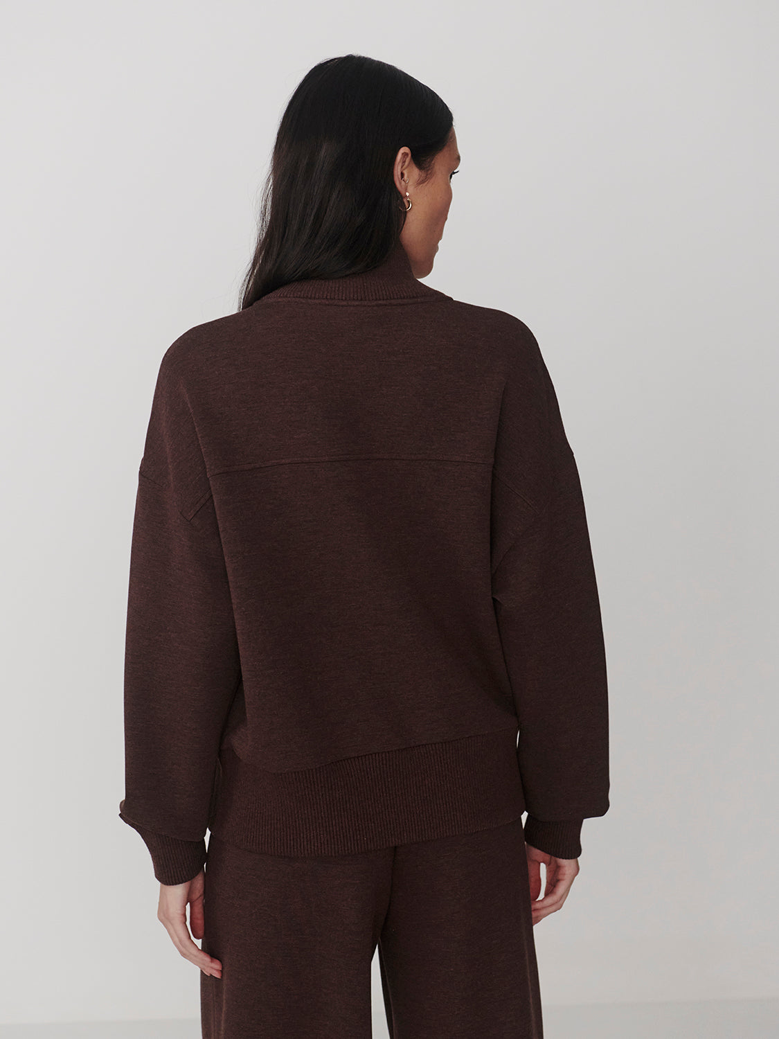 Bronya Button Placket Sweater - Coffee Bean Marl
