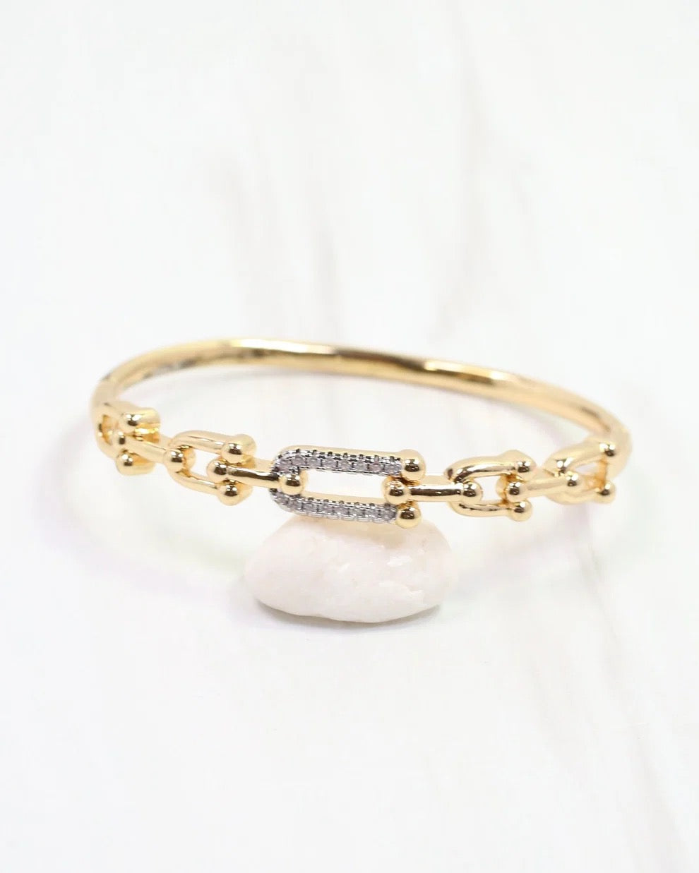 Greta CZ Horsebit Hinged Bracelet