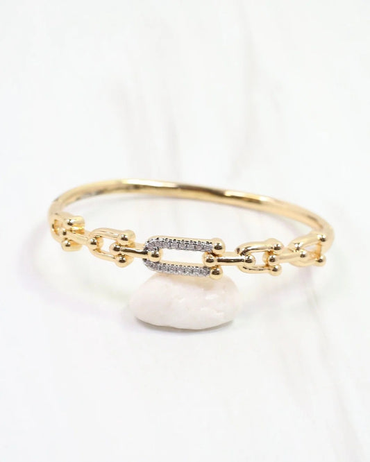 Greta CZ Horsebit Hinged Bracelet
