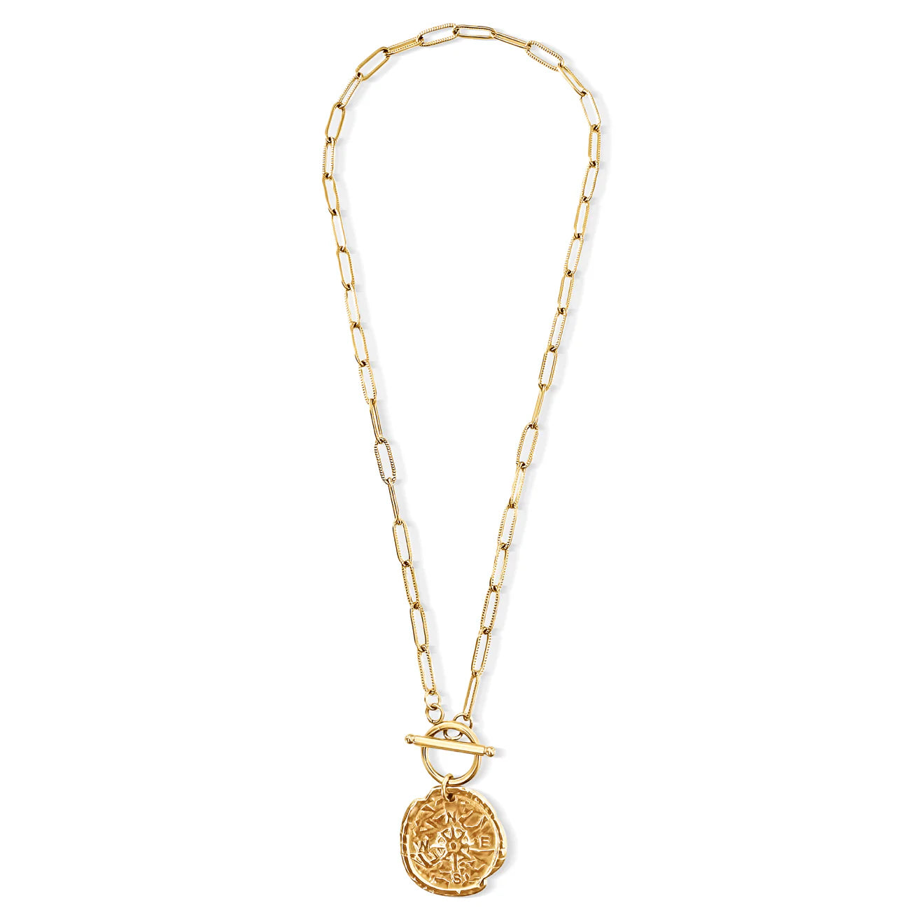 Asher Compass Pendant Toggle Chain Necklace
