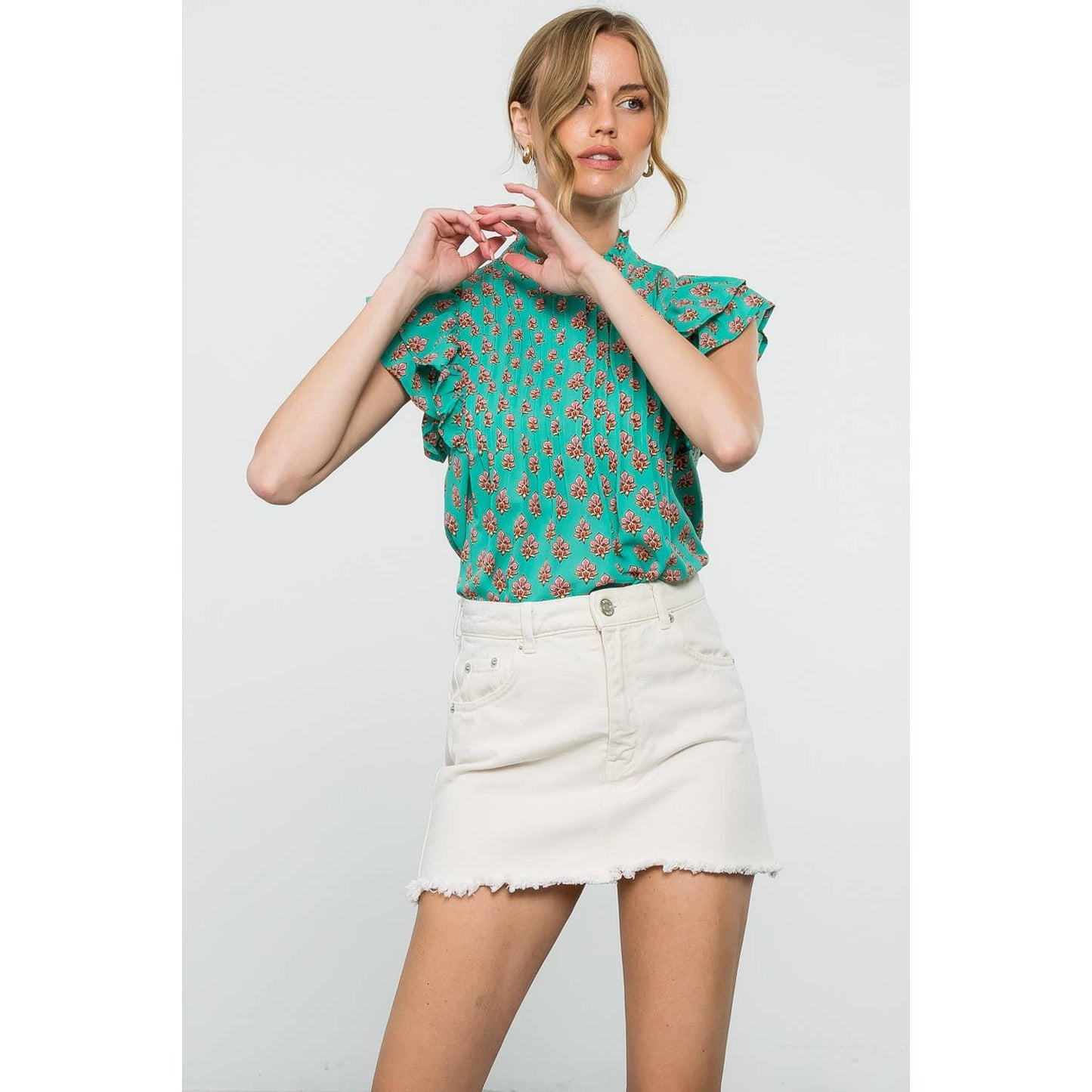 Flutter Sleeve Print Top