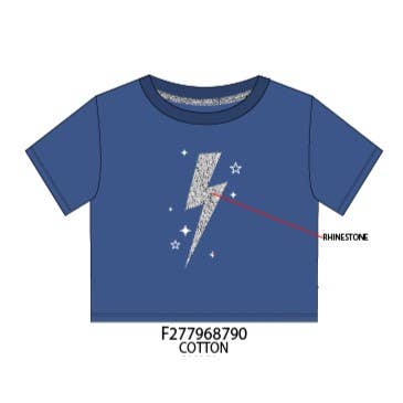 Rhinestone Lightning Bolt T-shirt - TWEEN GIRLS