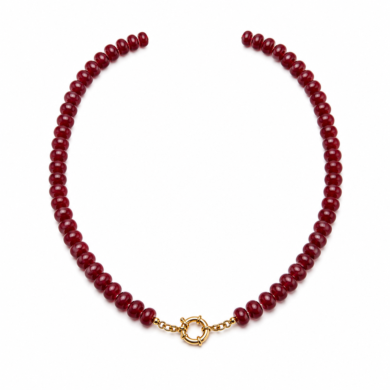 Maroon Sailor Clasp Glass Beaded Necklace