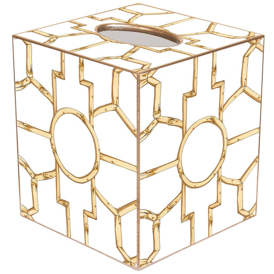TB8627-Bamboo on White Tissue Box Cover
